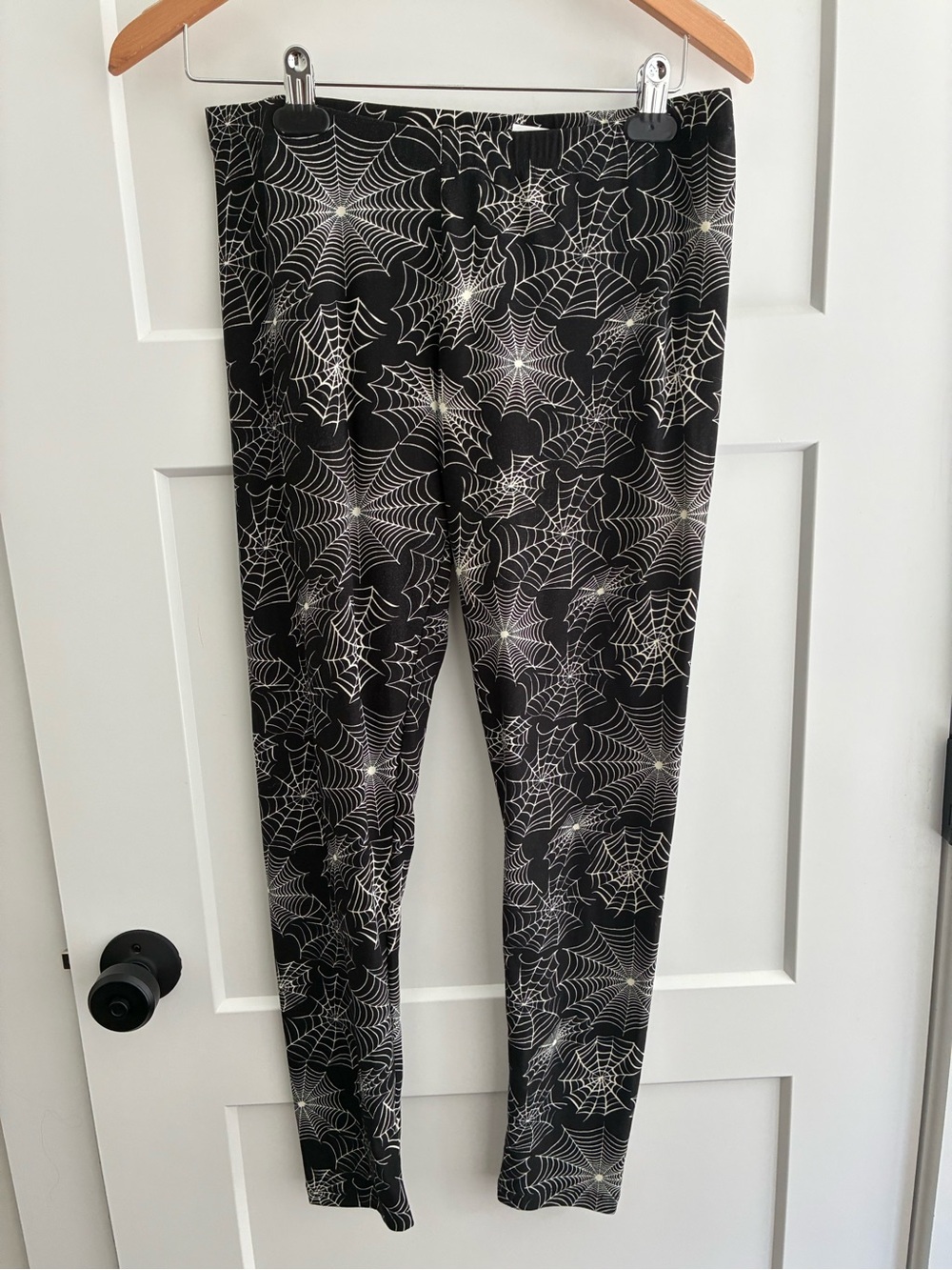 Black Spiderweb Print Leggings women XL spirit Halloween